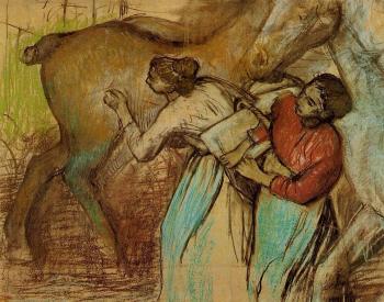 Edgar Degas : Two Laundresses and a Horse